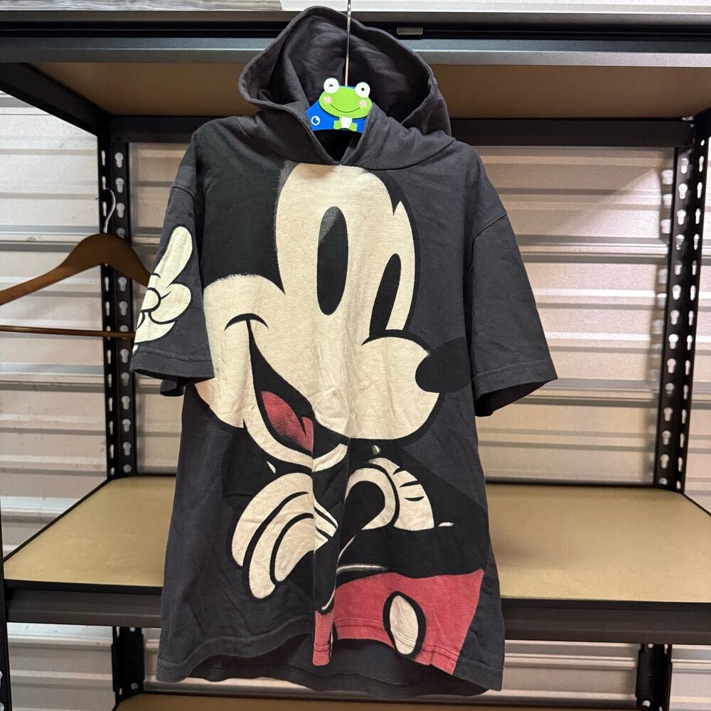 Disney Junior Mickey Mouse Hooded Short Sleeve Tee Black Size 7/8 Boys